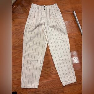 Women’s Cream HighRised Striped Pants
